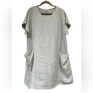 Studio One New York Linen Blend Artsy‎ Shift Dress Pockets Large